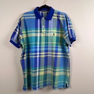 Vintage Nautica Color Block Men’s Short Sleeve Shirt Medium Blue Yellow Green